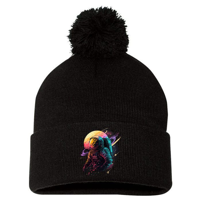 An Astronaut In Outer Space Pom Pom 12in Knit Beanie