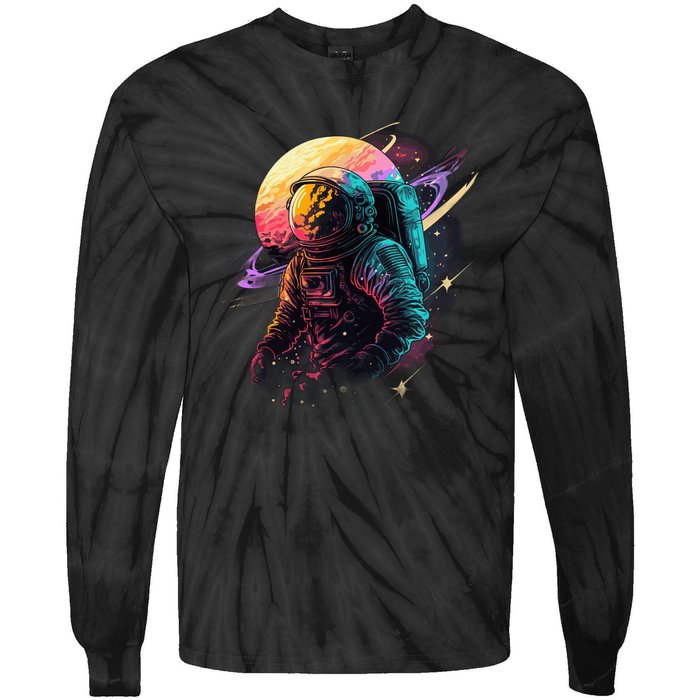 An Astronaut In Outer Space Tie-Dye Long Sleeve Shirt