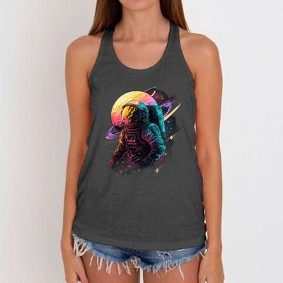 An Astronaut In Outer Space Women's Knotted Racerback Tank