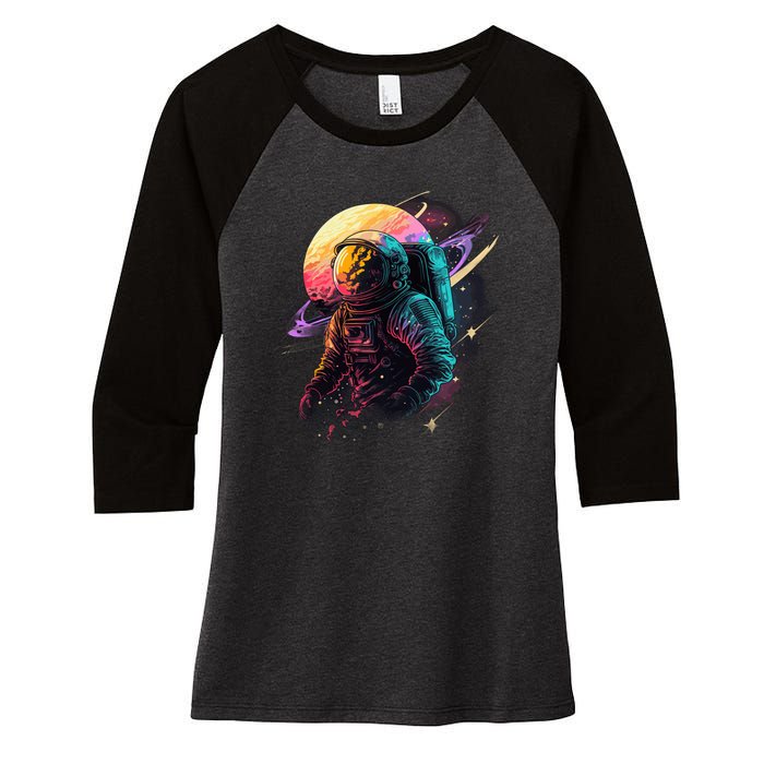 An Astronaut In Outer Space Women's Tri-Blend 3/4-Sleeve Raglan Shirt