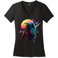 An Astronaut In Outer Space Women's V-Neck T-Shirt