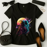 An Astronaut In Outer Space Women's V-Neck T-Shirt