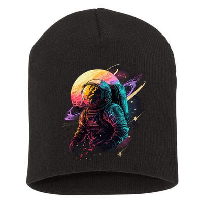 An Astronaut In Outer Space Short Acrylic Beanie