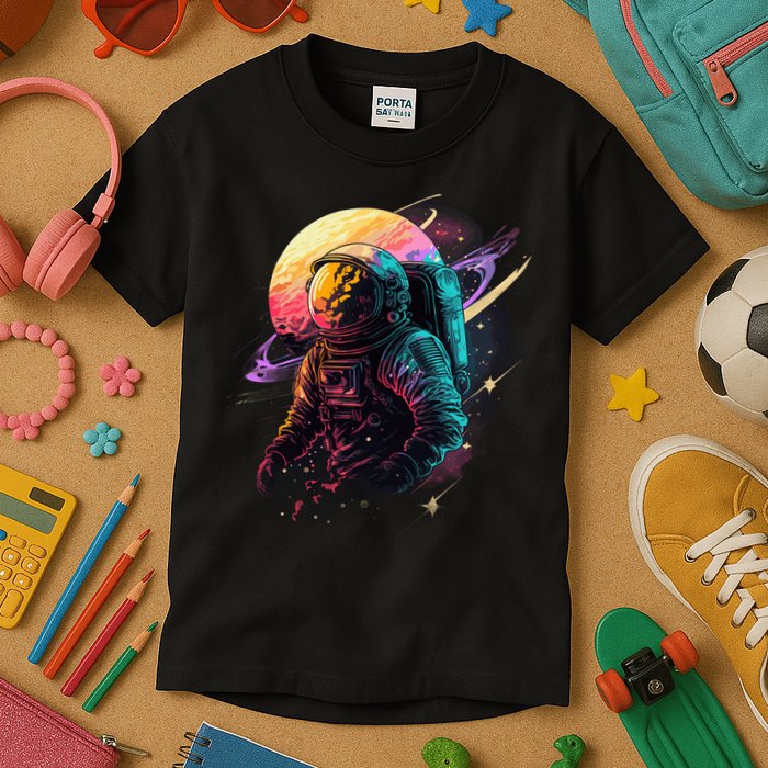 An Astronaut In Outer Space Kids T-Shirt