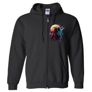 An Astronaut In Outer Space Full Zip Hoodie