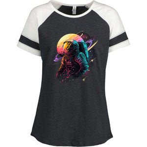 An Astronaut In Outer Space Enza Ladies Jersey Colorblock Tee