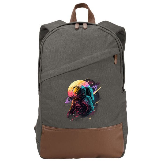 An Astronaut In Outer Space Cotton Canvas Backpack