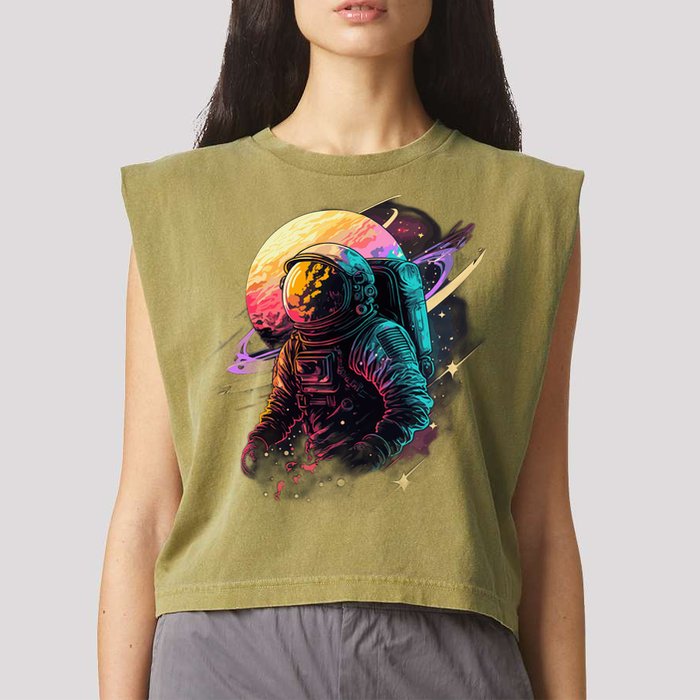 An Astronaut In Outer Space Garment-Dyed Women's Muscle Tee
