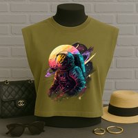 An Astronaut In Outer Space Garment-Dyed Women's Muscle Tee