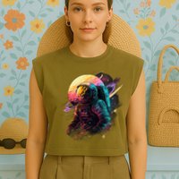 An Astronaut In Outer Space Garment-Dyed Women's Muscle Tee