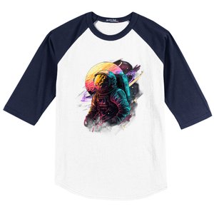 An Astronaut In Outer Space Baseball Sleeve Shirt