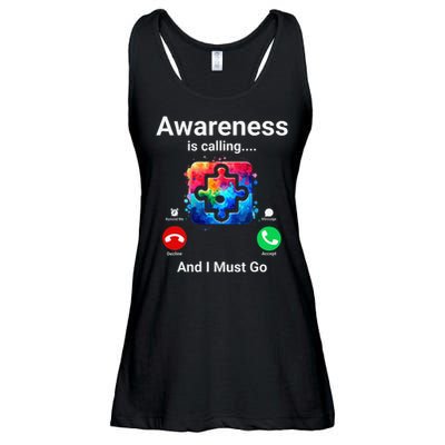 Autism Awareness Is Calling I Must Go Ladies Essential Flowy Tank