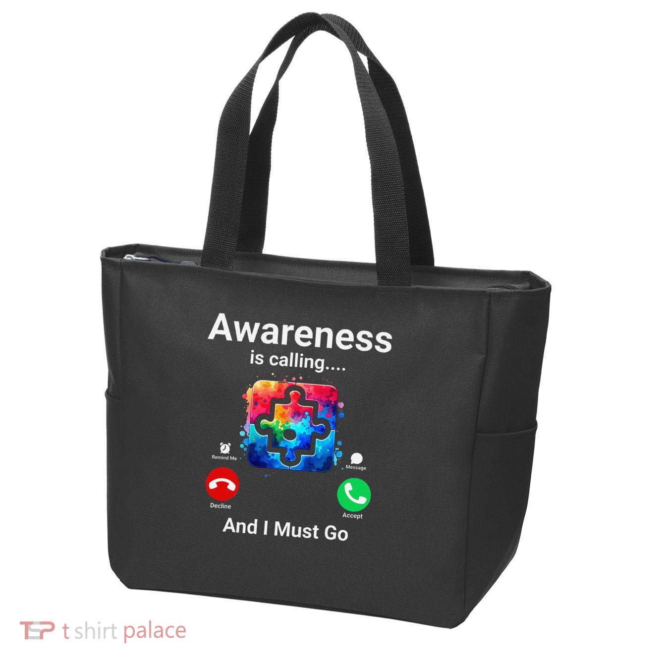 Autism Awareness Is Calling I Must Go Zip Tote Bag