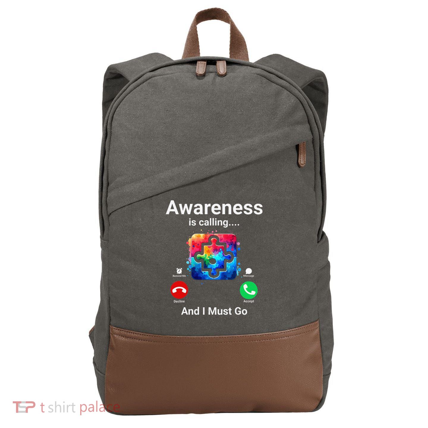 Autism Awareness Is Calling I Must Go Cotton Canvas Backpack