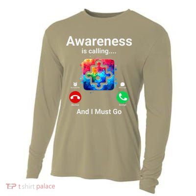 Autism Awareness Is Calling I Must Go Cooling Performance Long Sleeve Crew