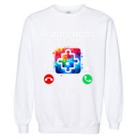 Autism Awareness Is Calling I Must Go Garment-Dyed Sweatshirt
