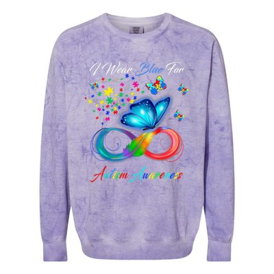 Autism Awareness I Wear Blue For Autism Family Support Colorblast Crewneck Sweatshirt