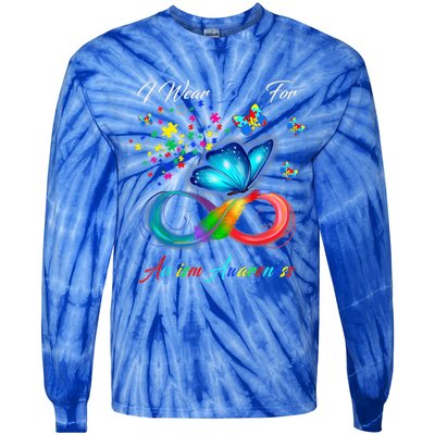 Autism Awareness I Wear Blue For Autism Family Support Tie-Dye Long Sleeve Shirt