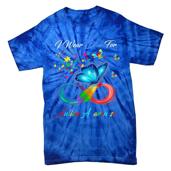 Autism Awareness I Wear Blue For Autism Family Support Tie-Dye T-Shirt