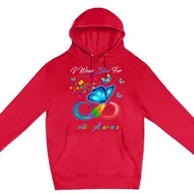 Autism Awareness I Wear Blue For Autism Family Support Premium Pullover Hoodie