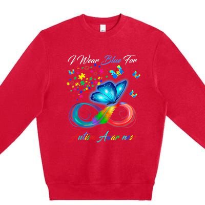 Autism Awareness I Wear Blue For Autism Family Support Premium Crewneck Sweatshirt