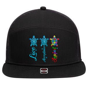 Autism Awareness Its Ok To Be Autism Different Turtle Gift 7 Panel Mesh Trucker Snapback Hat