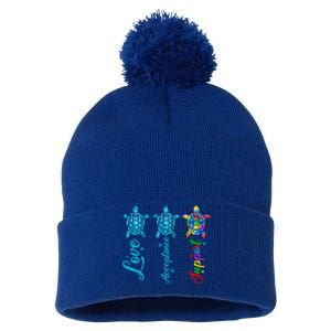 Autism Awareness Its Ok To Be Autism Different Turtle Gift Pom Pom 12in Knit Beanie