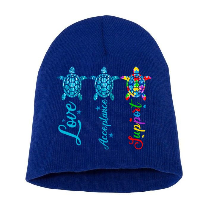 Autism Awareness Its Ok To Be Autism Different Turtle Gift Short Acrylic Beanie