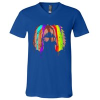 Afro American In Colorful Interpretation Black History Gift V-Neck T-Shirt