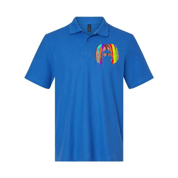 Afro American In Colorful Interpretation Black History Gift Softstyle Adult Sport Polo