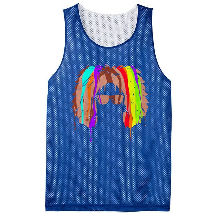 Afro American In Colorful Interpretation Black History Gift Mesh Reversible Basketball Jersey Tank