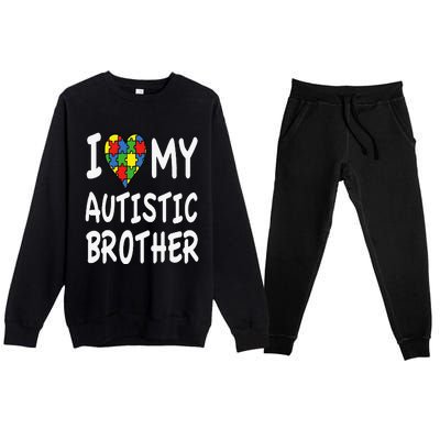 Autism Awareness I Love My Autistic Brother Premium Crewneck Sweatsuit Set