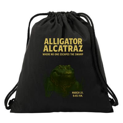 Alligator Alcatraz In Action Drawstring Bag