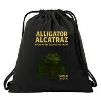 Alligator Alcatraz In Action Drawstring Bag