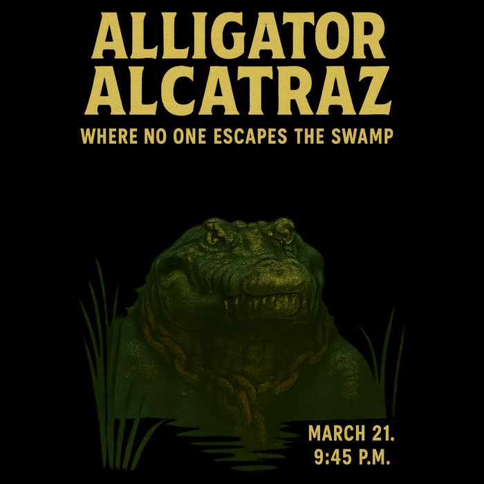 Alligator Alcatraz In Action Drawstring Bag