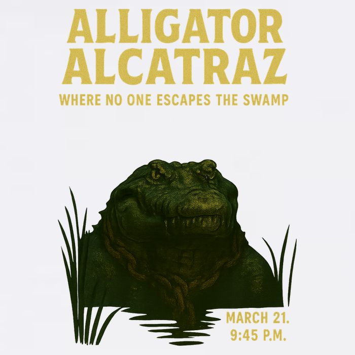 Alligator Alcatraz In Action Apron