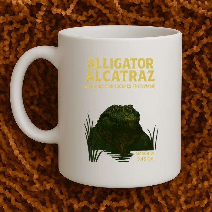 Alligator Alcatraz In Action Mug
