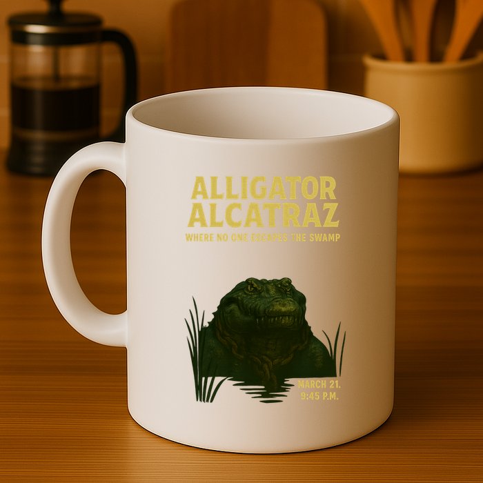 Alligator Alcatraz In Action Mug
