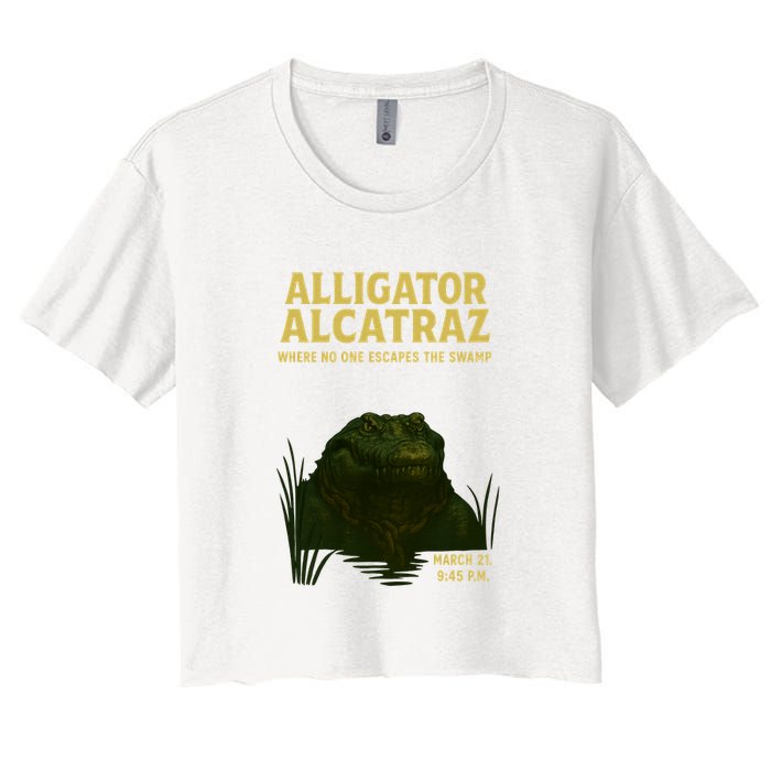 Alligator Alcatraz In Action Women's Crop Top Tee