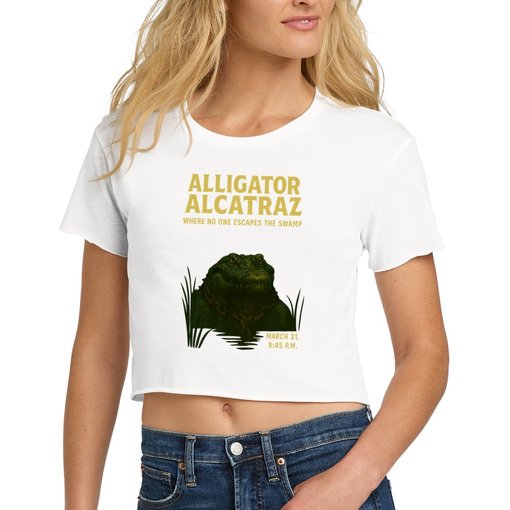 Alligator Alcatraz In Action Women's Crop Top Tee