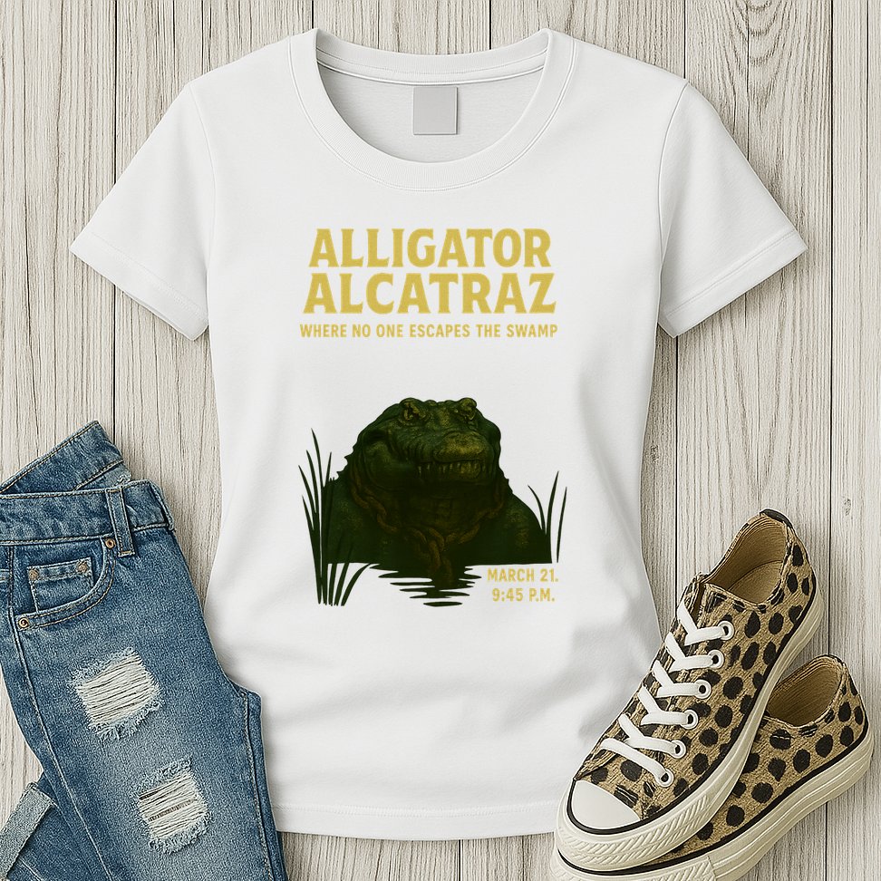 Alligator Alcatraz In Action Womens T-Shirt