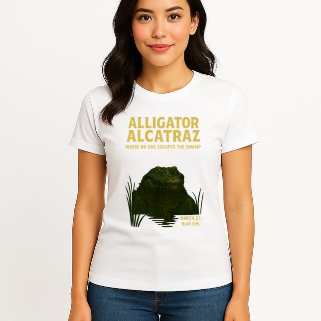 Alligator Alcatraz In Action Womens T-Shirt
