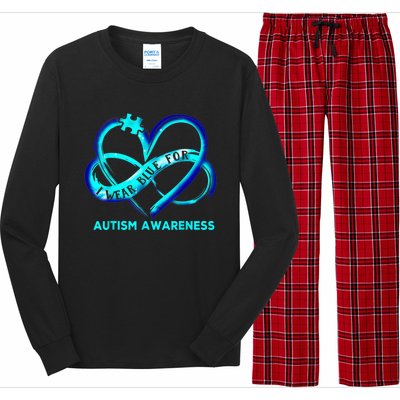 Autism Awareness - I Wear Blue For Autism Awareness Gifts Long Sleeve Pajama Set