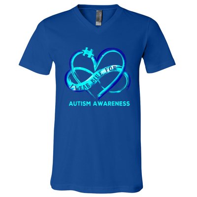 Autism Awareness - I Wear Blue For Autism Awareness Gifts V-Neck T-Shirt