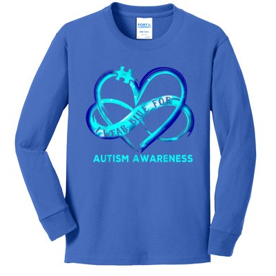 Autism Awareness - I Wear Blue For Autism Awareness Gifts Kids Long Sleeve Shirt