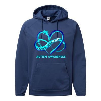 Autism Awareness - I Wear Blue For Autism Awareness Gifts Performance Fleece Hoodie