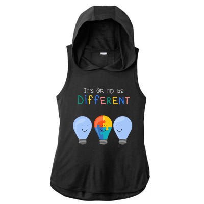 Autism Awareness It's ok to be Different Autism Awareness Ladies PosiCharge Tri-Blend Wicking Draft Hoodie Tank