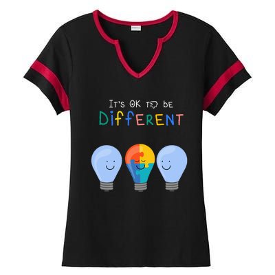 Autism Awareness It's ok to be Different Autism Awareness Ladies Halftime Notch Neck Tee