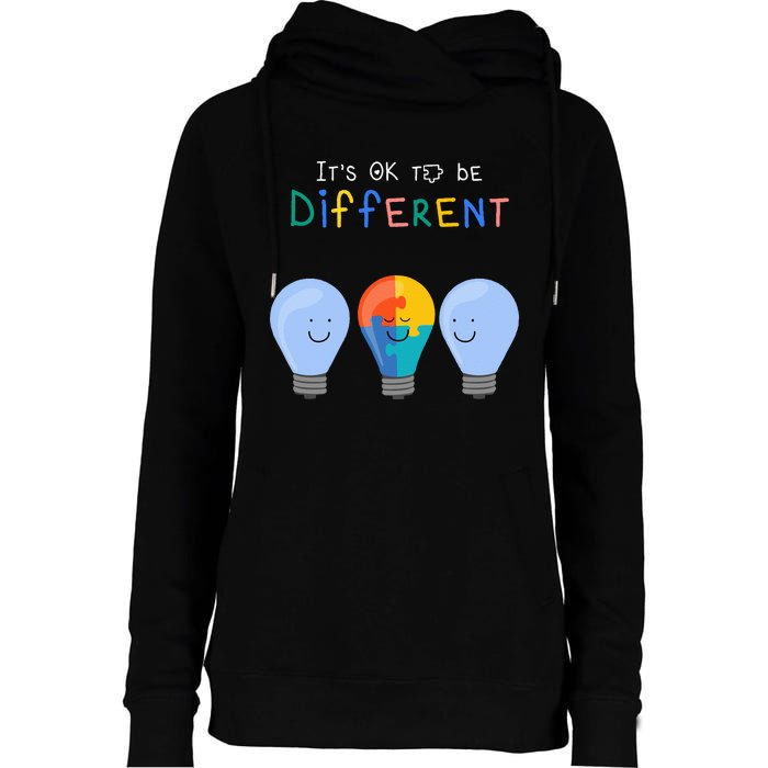 Autism Awareness It's ok to be Different Autism Awareness Womens Funnel Neck Pullover Hood