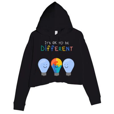 Autism Awareness It's ok to be Different Autism Awareness Crop Fleece Hoodie